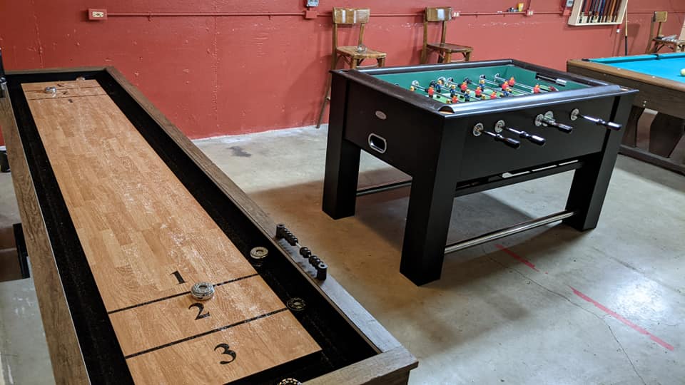 Shuffleboard and foosball